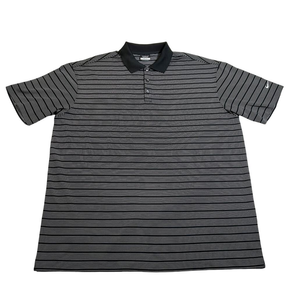 Nike Golf Dri-Fit Striped Golf Polo Shirt Size XXL Performance Stretch Sports